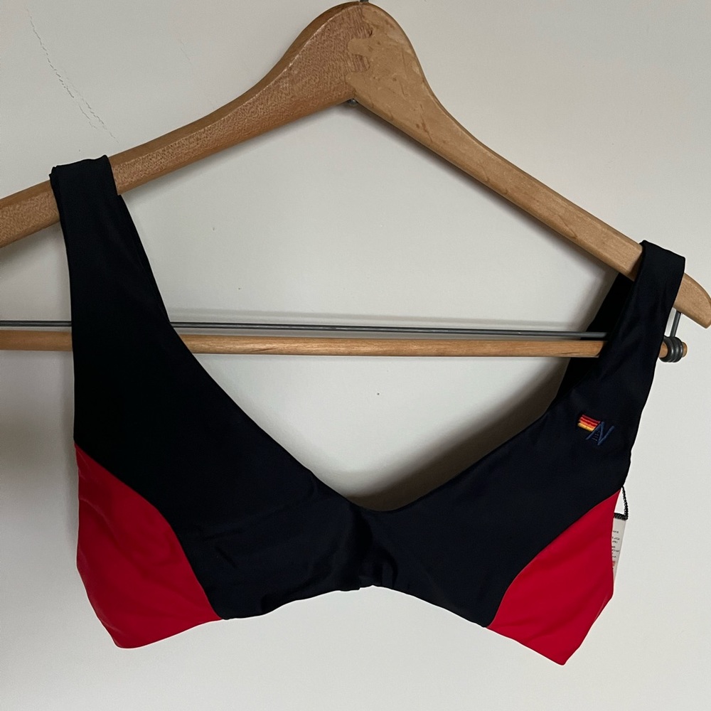 Black and Red Aviator Nation Swim Top